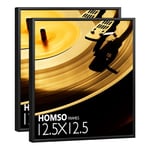 Homso Lot de 2 cadres noirs pour album de musique 31,8 x 31,8 cm fabriqués pour présenter des couvertures d'album vinyle LP – Finition en aluminium brossé – Matériel de suspension installé sans