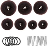 Donut bread maker, hair bun maker 7-piece brown, ring shape set, with 10 U-shap