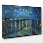 Big Box Art Canvas Print Wall Art Vincent Van Gogh Starry Night Over The Rhone | Mounted & Stretched Box Frame Picture | Home Decor for Kitchen, Living Room, Bedroom, Hallway, Multi-Colour, 30x20 Inch