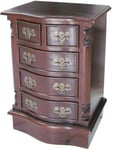 Solid Mahogany Bowfront Bedside Table with 5 Drawers Traditional Style CHT038