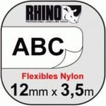 Märkband Dymo Rhino Flex, nylon, svart/vit, 12mm