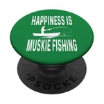 Le bonheur, c'est la pêche au musc, un pêcheur drôle, un lac d'eau douce PopSockets PopGrip Adhésif