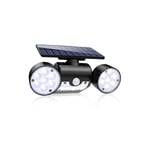 Lampe Solaire Exterieur à Détecteur De Mouvement Étanche IP65, Spot Eclairage Solaire Mural Extérieur Sans Fil avec 3 Têtes Lumière Sécurité pour