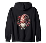 Love Gnome Valentines Day Wreath For Her With Cute Hearts Zip Hoodie