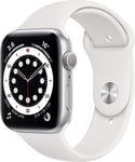 Apple Watch Series 6 (Gps, 44mm) Boîtier En Aluminium Argent Avec Bracelet Sport Blanc (Reconditionné)