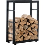 Décoshop26 - Range-bûches étagère support bois de cheminée 25x80x125 cm métal mat noir