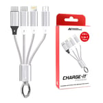 Silver 0.1M 3in1 USB-C Cable for Apple/Samsung - Fast Charging Accessory