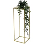 DanDiBo Tabouret de fleurs en métal doré, forme carrée, M 62 cm, table d'appoint 96406, colonne de fleurs moderne, support de plantes, tabouret de