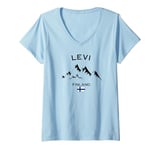 Womens Levi Finnish Ski Resort Mountains Alpine Finland Skiing V-Neck T-Shirt