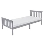 Lit d'enfants simple en bois de pin gris sommier à lattes + matelas 90x200 cm