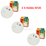 3 X Kidde Firex KF20 Optical Mains Powered Smoke Alarm 230V 9v Battery Backup