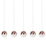 Visconte Corona Ceiling Pendant Bar Sparkle Ball Integrated LED 5 Light - Copper