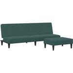 Canapé-lit à 2 places avec repose-pied vert foncé velours Vidaxl Vert