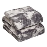 Dreamscene Ultra Soft Tie Dye Blanket | Plush Fleece Throw Over Sofa Couch | Fluffy Cosy Travel Bedspread, 150 x 200 - Charcoal Grey White