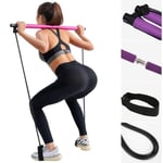 SURENHAP Elastic Resistance Bands Portable Pilates Bar Exercise Pilates Bar med Foot Loop Body Workout Toning Bar