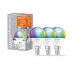 LEDVANCE Lampe LED intelligente avec technologie WiFi, E14-base, optique dépolie ,Couleurs RGBW modifiables, couleur de lumière modifiable (2700K-6500K), 470 Lumen,Remplacement de 40W-Ampoules 3-Pack