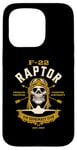 Coque pour iPhone 15 Pro F 22 Raptor avion avion crâne style vintage