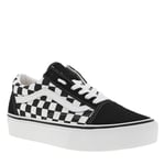 Baskets Vans FEMME tennis en cuir de vachette noires à semelle plate et à lacets plats