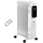 9 Fin Oil Filled Radiator **"HOMCOM 2180W with Timer & Remote Control - White"**