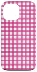 iPhone 13 Pro Max Pink Checkered Plaid Flannel Gingham Pattern Checker Rustic Case