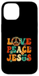 Coque pour iPhone 14 Costume hippie sexy Love Peace Jesus Christian Fun années 60 et 70