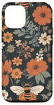 Coque pour iPhone 15 Pro Motif floral rétro pour les fans de jardin naturel