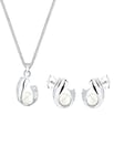 DIAMORE Elli DIAMONDS Jewellery Set Women with Freshwater Pearls and Diamond (0.04 ct.) in 925 Sterling Silver