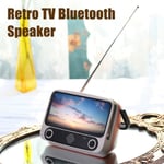 Retro Cute Tv Radio Design Bluetooth Speaker Portable Phone Hold Brown