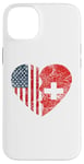 iPhone 14 Plus Swiss American Flags Heart | United States Switzerland Roots Case