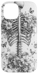 iPhone 14 Skeleton Ribcage Anatomy with Flowers Butterflies Case