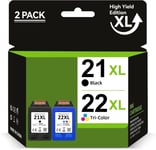 21 22 Cartouche Remanufacturé d'encre Noir Couleur pour HP 21 XL 22 XL pour Imprimantes HP Deskjet 3910 3920 3930 PSC 1401 1402 1403 1406 OfficeJet 4315 5600 5610 FAX 1250 3180 PSC 1401