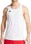 adidas Adizero Essentials Mens Running Vest White Run Lightweight Tank Top