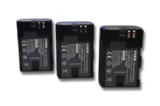Lot de 3 batteries vhbw Li-Ion 2000mAh (7.2V) pour appareil photo Canon EOS 5D MARK II, III, EOS 6D, 7D, 60D, 60DA, 70D comme LP-E6.