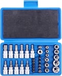 34PCS Jeu de Coffret Douilles Torx, Embout Torx Étoilé T10-T55, Douille Torx Étoile, Jeu de Douilles Torx T10-T60, Jeu de Douilles E E4-E20, Torx Intérieur et Extérieur, Set de Douilles Torx