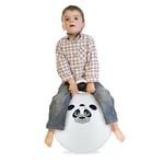 Relaxdays Ballon Sauteur Enfants, Motif Panda, poignée, diamètre 45 cm, intérieur et extérieur, Jusqu’à 150 kg, Blanc