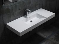 Lavabo mural en marbre coulé BS6036, blanc -122 x 48 x 13,5 cm