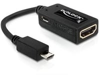 Delock - Adaptateur audio/vidéo - Micro-USB de type B mâle pour HDMI, Micro-USB de type B femelle - 15 cm - noir - pour HTC Sensation 4G; Samsung Galaxy S II