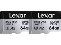 Karta Lexar Lexar Microsdxc Professional Silver Plus Uhs-I/U3/A2/4K R205/W100 (V30) 64Gb - 2Pack