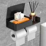 Ahlsen Derouleur Papier Toilette Murale,Porte Rouleau Papier Toilette e avec boîte à mouchoirs,Porte Papier Toilette sur pied,Noir