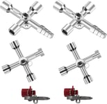 Lot de 4 clés multifonctions, Clés universelles pour robinet, Clés de construction, outils polyvalents pour boîtes de compteur électrique