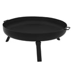 Bol à feu basero acier noir avec 3 pieds pliables foyer grille barbecue 70x27cm