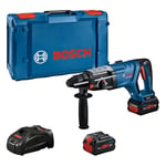 Bosch Professional 18V System Perforateur Sans-Fil GBH 18V-28 D (KickBack Control, 2 batteries GBA 18V 5.5Ah, chargeur GAL 1880, chiffon de nettoyage, poignée auxiliaire, jauge de profondeur, XL-BOXX)