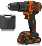 BLACK+DECKER 18 V Cordless 2-Gear Combi Hammer Drill Power Tool with Kitbox,...