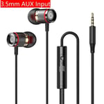 Écouteurs intra-auriculaires 9D HIFI RapBass,3.5mm,AUX/Type-C,stéréo numérique,casque filaire avec micro,écouteurs pour Samsung,Android - Type 3.5MM AUX Noir