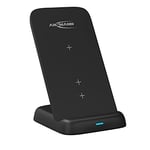 ANSMANN Chargeur à Induction 15W (1 PCE) – Chargeur Qi pour Smartphone Samsung, iPhone, AirPods – Station de Charge sans Fil avec revêtement Protecteur et antidérapant