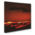 Clouds on Fire Modern Canvas Wall Art Print Ready to Hang, Framed Picture for Living Room Bedroom Home Office Décor, 14x14 Inch (35x35 cm)