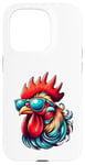 Coque pour iPhone 15 Pro Lunettes de soleil rétro vintage en forme de coq