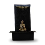 Mur d’Eau Zenitude - Fontaine d’intérieur avec Spot LED Jaune - Grande Fontaine de Table avec Statue Bouddha Amovible - Ambiance Zen pour salon, bureau, chambre - Cadeau Original - H: 40cm - Zen’Light