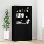 Maison Chic - Buffet haut,Bahut,Meuble de Rangement pour Salon, Bureau Noir Bois d'ingénierie, Armoire de Rangement FBV37462 MaisonChic