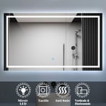 Acezanble - Miroir salle de bain led anti-buée, avec éclairage led 150 x 80cm réversible IP44 commande par effleurement